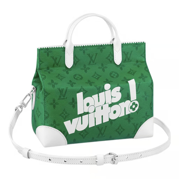 Louis Vuitton Litter White Green Monogram LV Logo Top Handle Shoulder Cross Bag - Picture 1 of 11